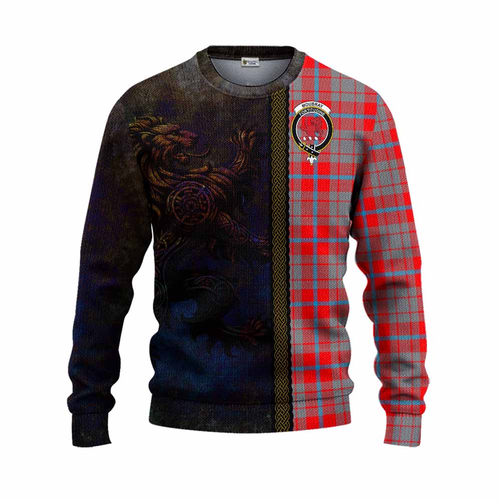 Tartan Vibes Clothing Moubray Tartan Family Crest Knitted Sweater Alba Gu Brath Be Brave Lion Ancient Style