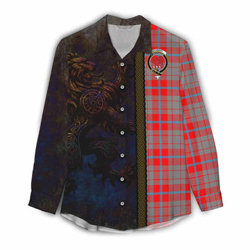 Moubray Tartan Family Crest Women's Casual Shirt Alba Gu Brath Be Brave Lion Ancient Style Female - Tartan Vibes Clothing