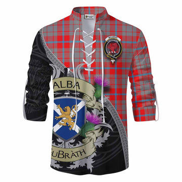 Moubray Tartan Family Crest Ghillie Kilt Shirt Lion Rampant Royal Thistle Shield Celtic Inspired Men - Tartan Vibes Clothing