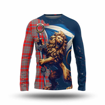 Moubray Tartan Family Crest Long Sleeve T-Shirt with Scottish Majestic Lion Unisex - Tartan Vibes Clothing