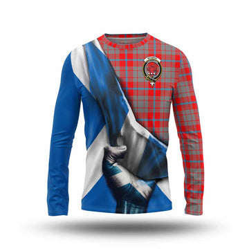 Moubray Tartan Long Sleeve T-Shirt with Family Crest Scotland Patriotic Style Unisex - Tartan Vibes Clothing