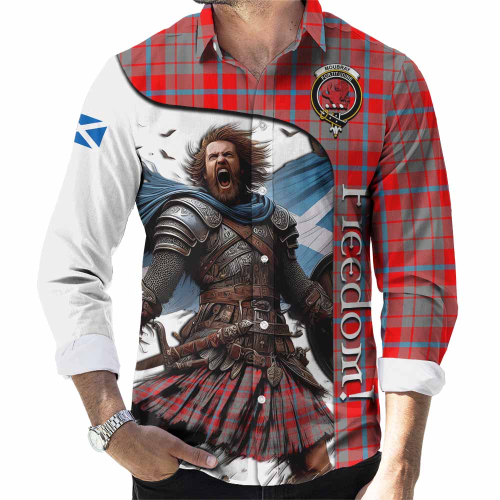 Moubray Crest Tartan Long Sleeve Button Shirt Inspired by the Freedom of Scottish Warrior Men's Shirt S - Tartan Vibes Clothing