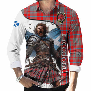 Tartan Vibes Clothing Moubray Crest Tartan Long Sleeve Button Shirt Inspired by the Freedom of Scottish Warrior