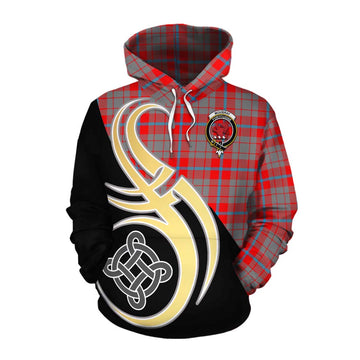 Moubray Tartan Cotton Hoodie with Family Crest and Celtic Symbol Style Pullover Hoodie XS - Tartan Vibes Clothing