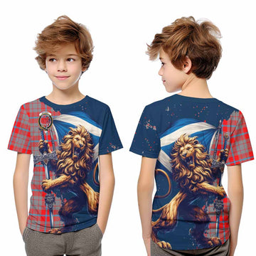 Moubray Tartan Family Crest Kid T-Shirt with Scottish Majestic Lion Youth XL Size14 - Tartan Vibes Clothing