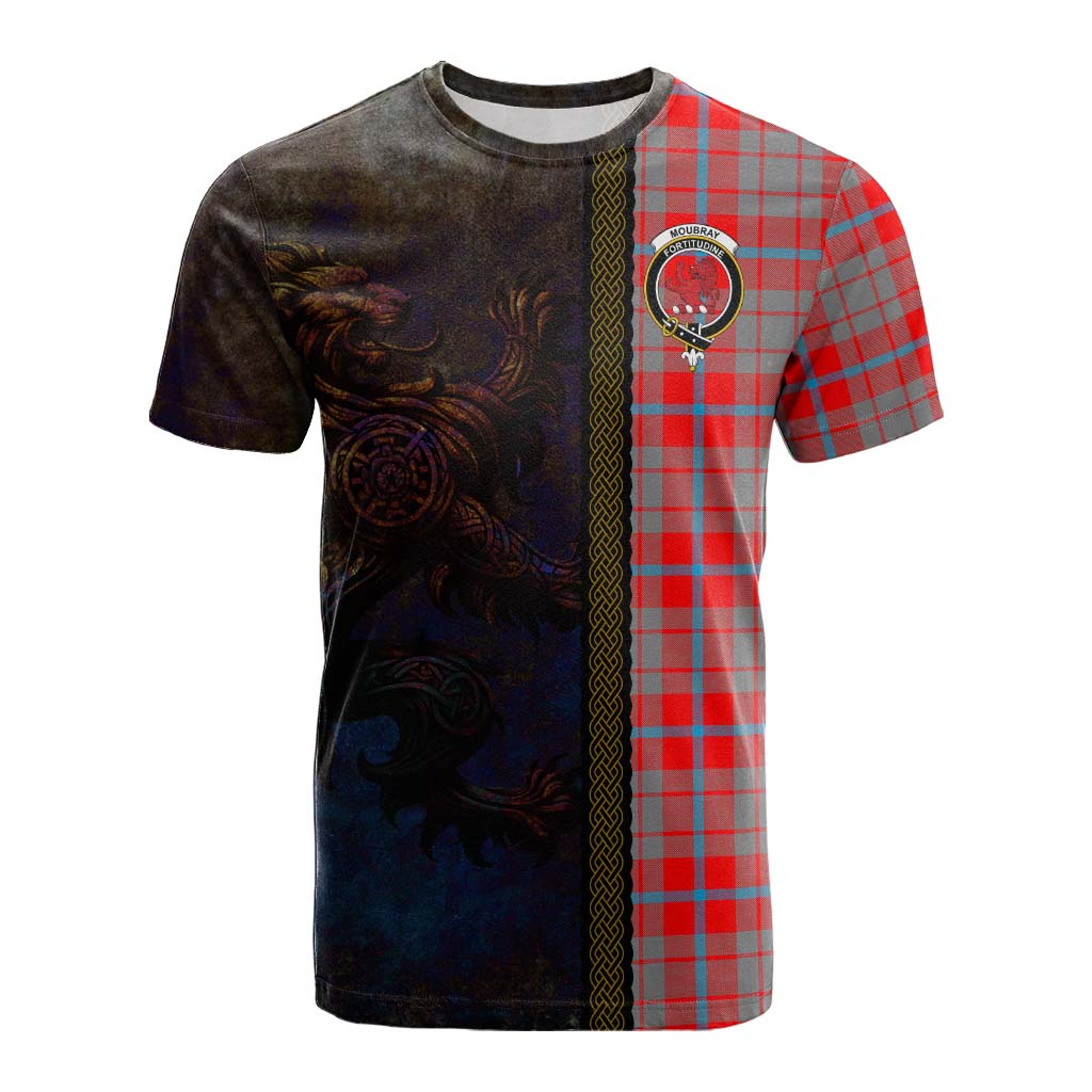 Tartan Vibes Clothing Moubray Tartan Family Crest Cotton T-shirt Alba Gu Brath Be Brave Lion Ancient Style