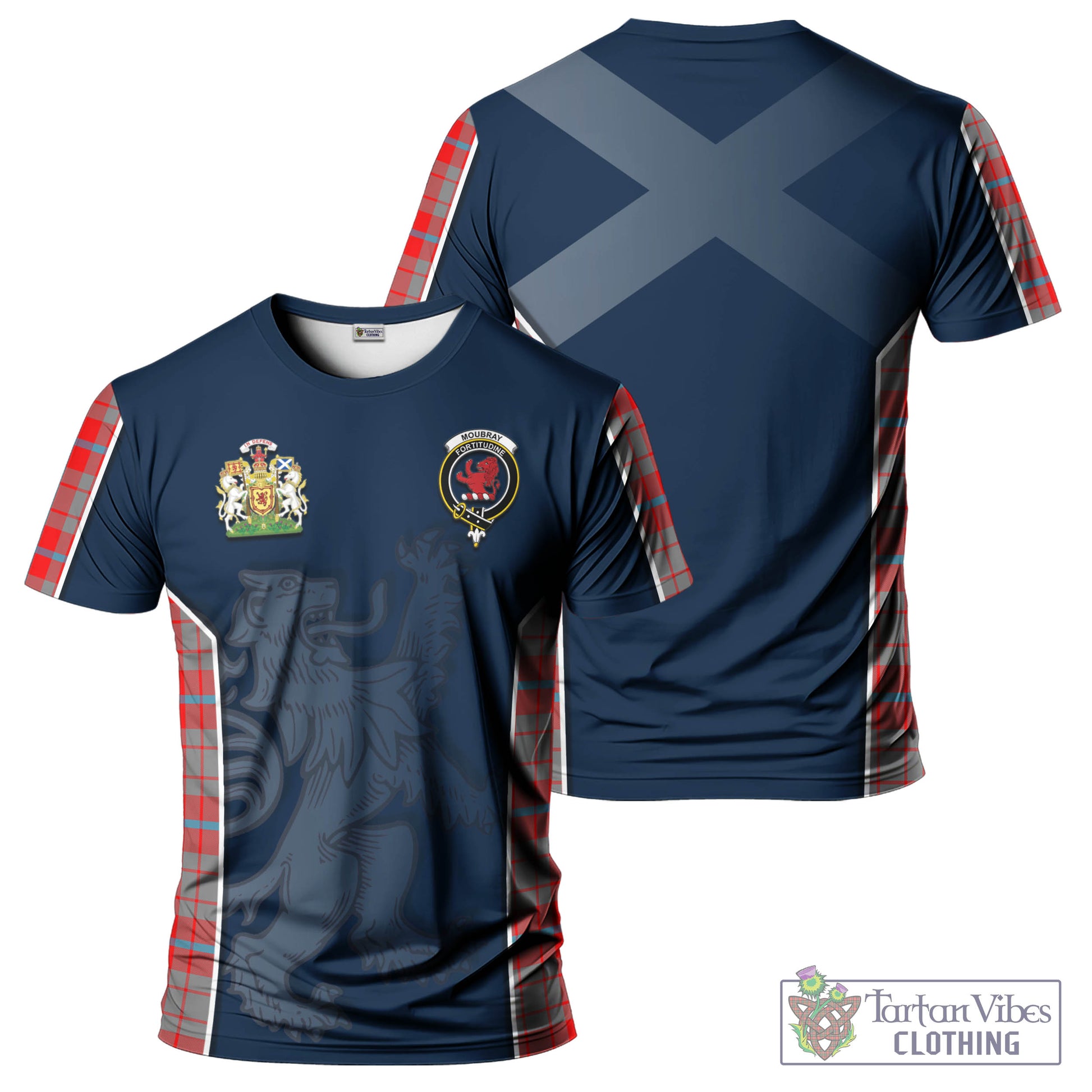 Tartan Vibes Clothing Moubray Tartan T-Shirt with Family Crest and Lion Rampant Vibes Sport Style