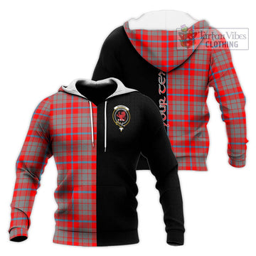 Moubray Tartan Knitted Hoodie with Family Crest and Half Of Me Style Unisex Knitted Pullover Hoodie - Tartan Vibes Clothing