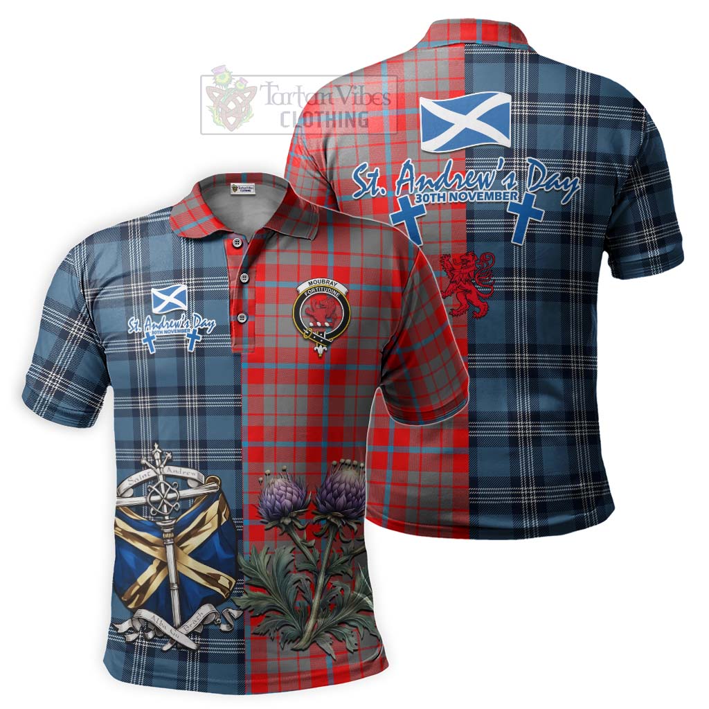 Moubray Tartan Polo Shirt Happy St. Andrew's Day Half Tartan Style Kid - Tartan Vibes Clothing