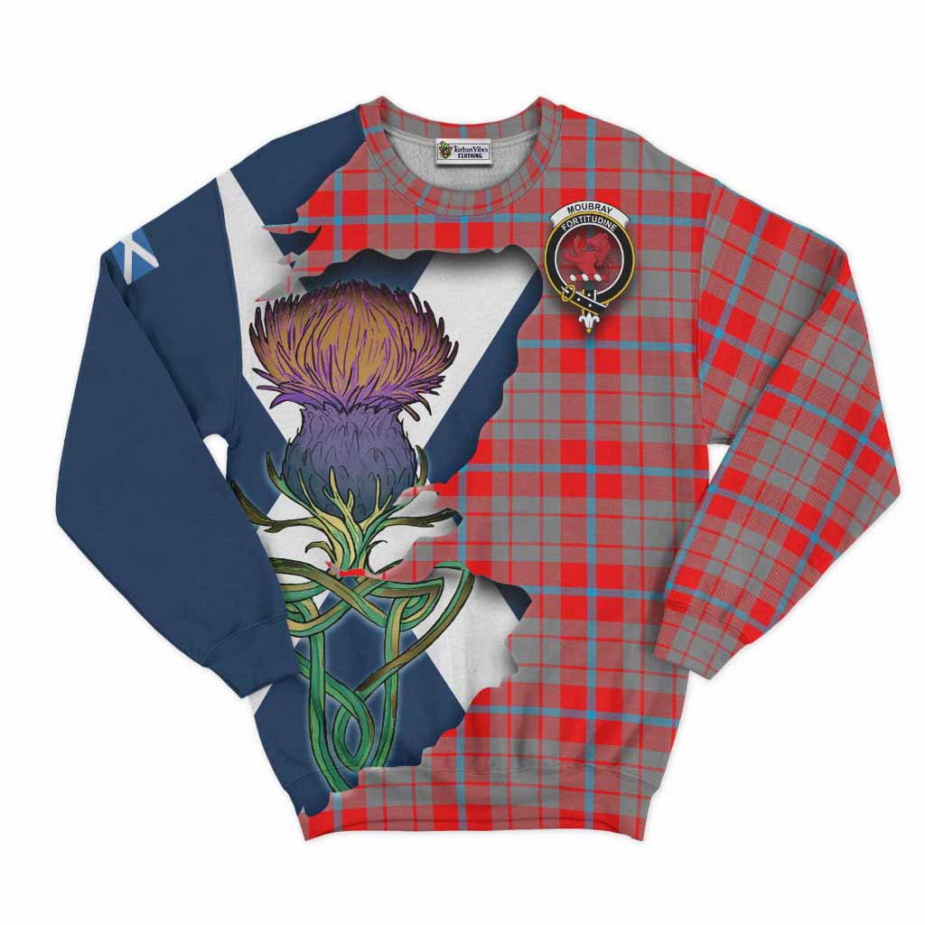 Tartan Vibes Clothing Moubray Tartan Family Crest Sweatshirt Scottish Thistle Celtic Inspired