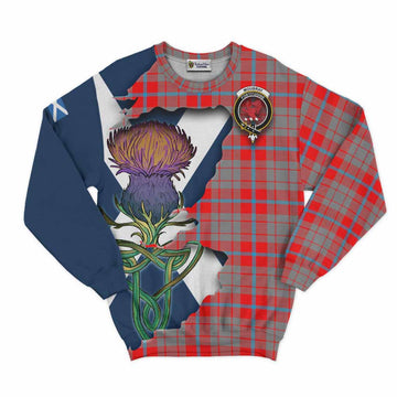 Tartan Vibes Clothing Moubray Tartan Family Crest Sweatshirt Scottish Thistle Celtic Inspired