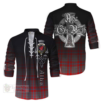 Moubray Tartan Ghillie Kilt Shirt Featuring Alba Gu Brath Family Crest Celtic Inspired Men - Tartan Vibes Clothing