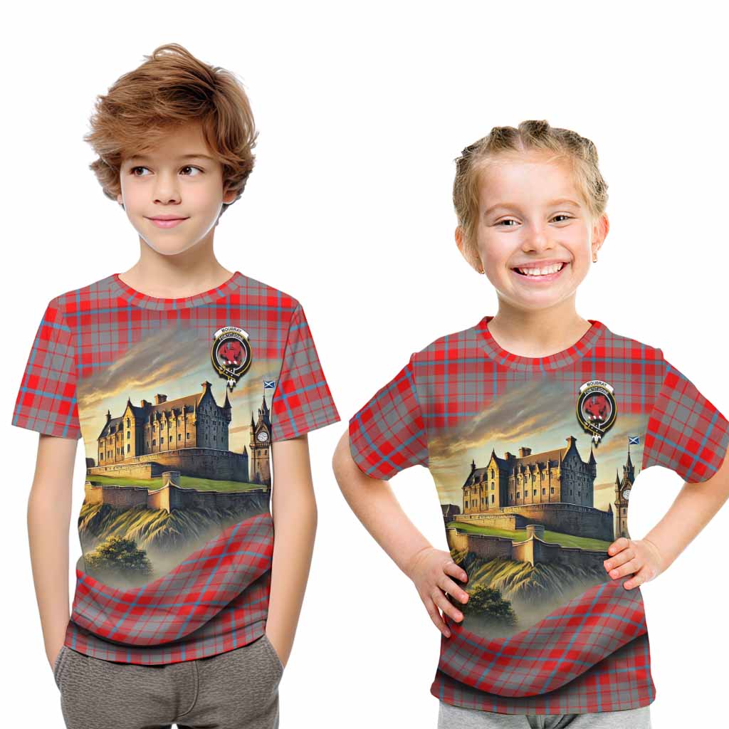 Moubray Tartan Family Crest Kid T-Shirt with Scottish Ancient Castle Style Youth XL Size14 - Tartan Vibes Clothing