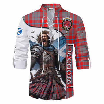 Tartan Vibes Clothing Moubray Crest Tartan Ghillie Kilt Shirt Inspired by the Freedom of Scottish Warrior