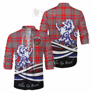 Moubray Tartan Ghillie Kilt Shirt with Alba Gu Brath Regal Lion Emblem Men - Tartan Vibes Clothing