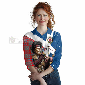 Moubray Tartan Women's Casual Shirt with Family Crest Scottish Bagpiper Vibes Female - Tartan Vibes Clothing