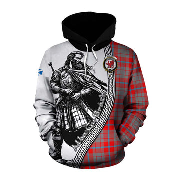 Moubray Tartan Clan Crest Cotton Hoodie with Highlander Warrior Celtic Style Pullover Hoodie XS - Tartan Vibes Clothing