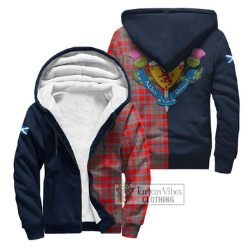 Moubray Tartan Sherpa Hoodie Alba with Scottish Lion Royal Arm Half Style Unisex S - Tartan Vibes Clothing