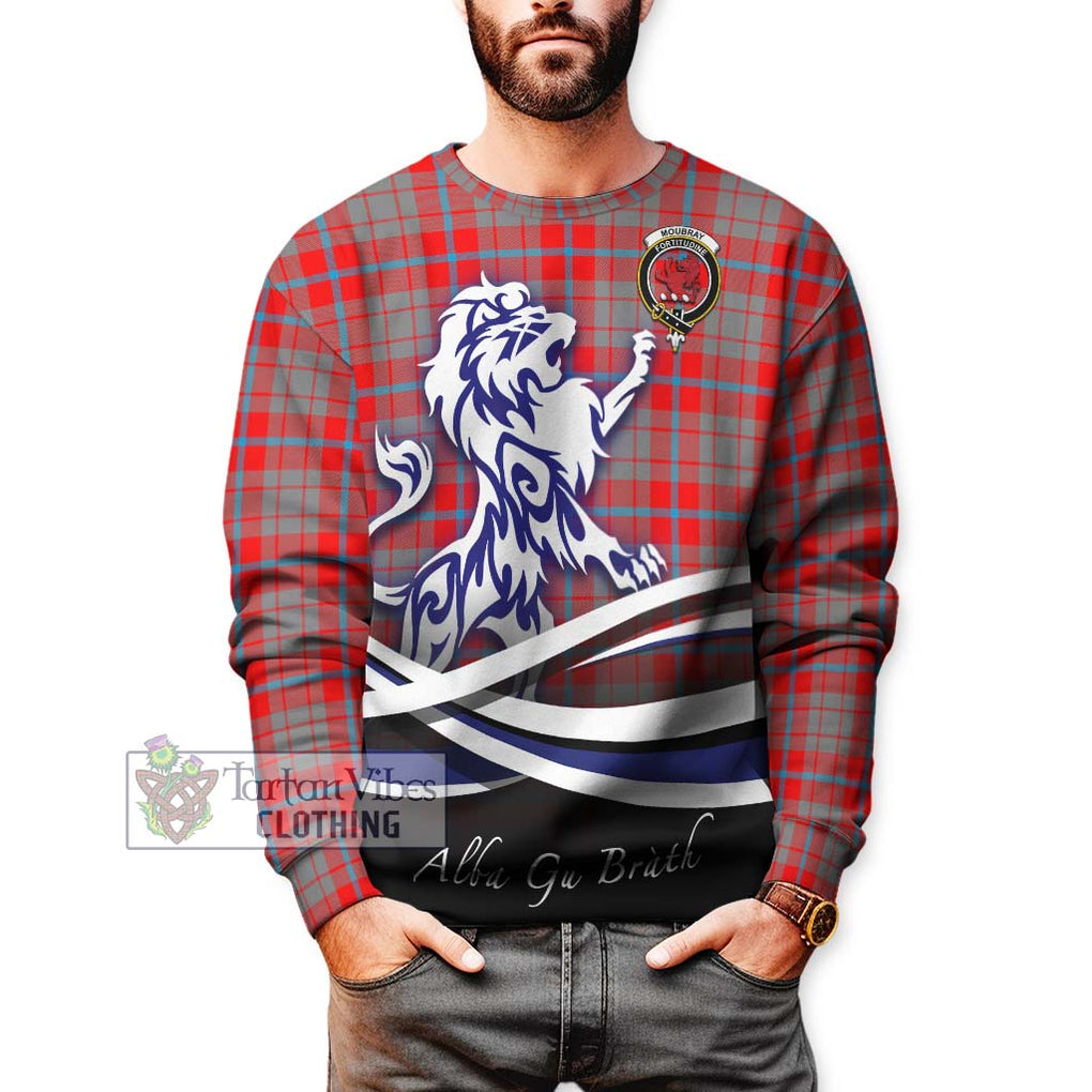 Moubray Tartan Sweatshirt with Alba Gu Brath Regal Lion Emblem Unisex - Tartan Vibes Clothing