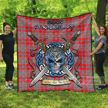 Moubray Tartan Quilt with Celtic Skull Alba Gu Brath Style Super King Quilt 91" x 110" - Tartan Vibes Clothing