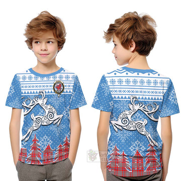 Moubray Clan Christmas Kid T-Shirt Celtic Reindeer Style Youth XL Size14 - Tartan Vibes Clothing