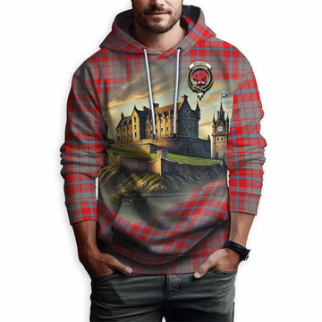 Moubray Tartan Family Crest Hoodie with Scottish Ancient Castle Style Pullover Hoodie - Tartan Vibes Clothing