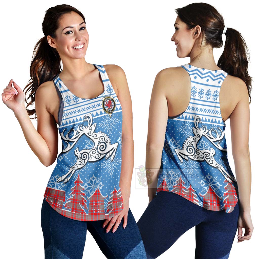 Moubray Clan Christmas Women's Racerback Tanks Celtic Reindeer Style 4XL - Tartan Vibes Clothing