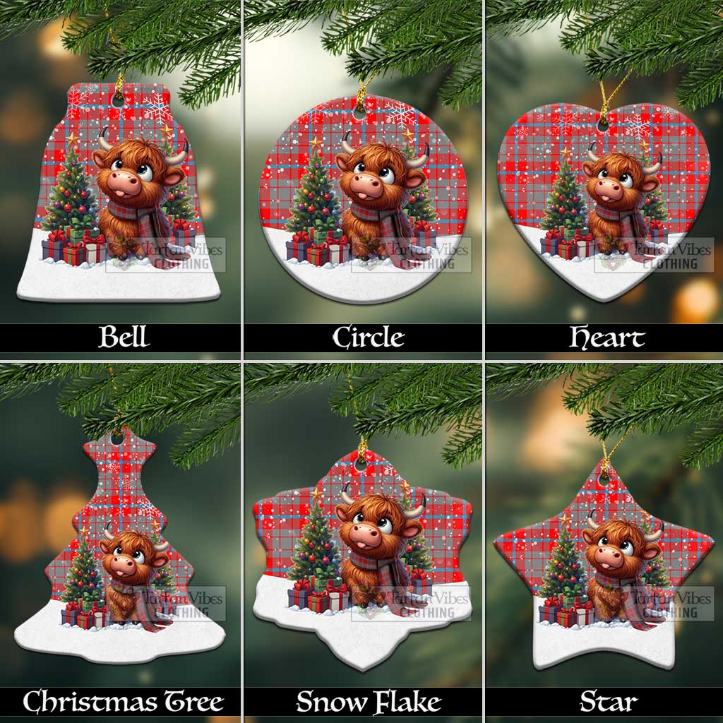 Moubray Tartan Christmas Ceramic Ornament with Adorable Highland Coo Ceramic - Tartan Vibes Clothing