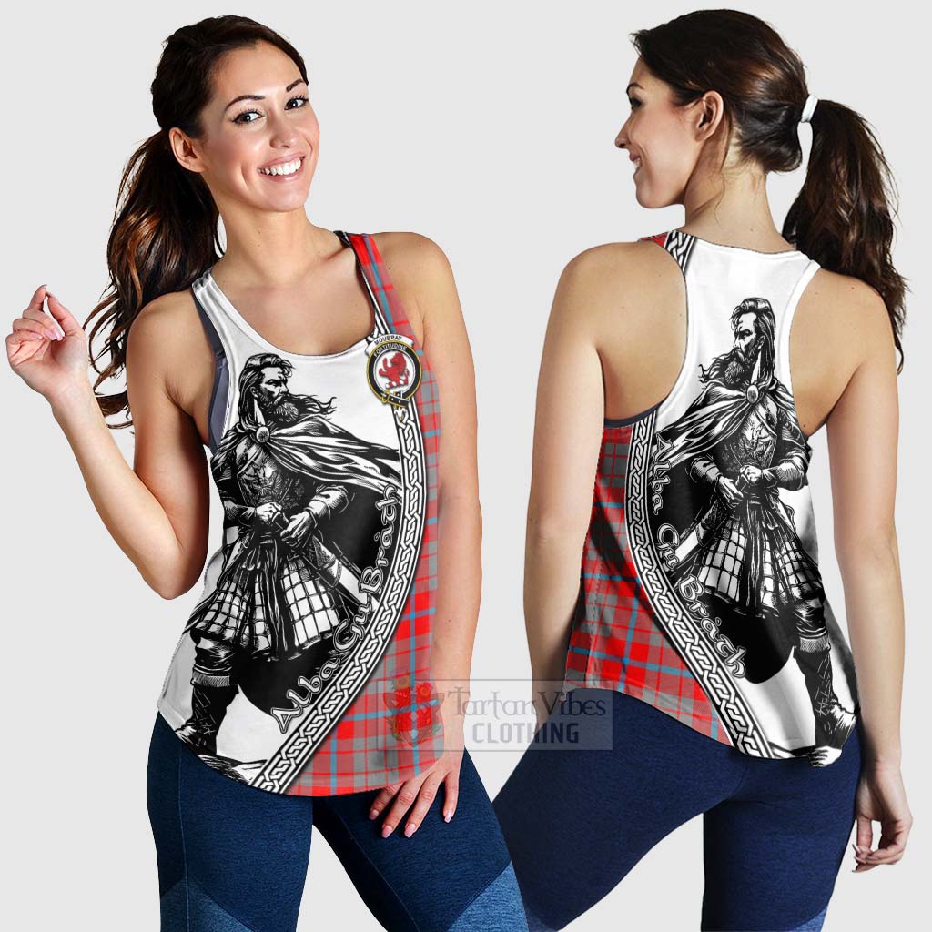 Moubray Tartan Clan Crest Women's Racerback Tanks with Highlander Warrior Celtic Style 4XL - Tartan Vibes Clothing