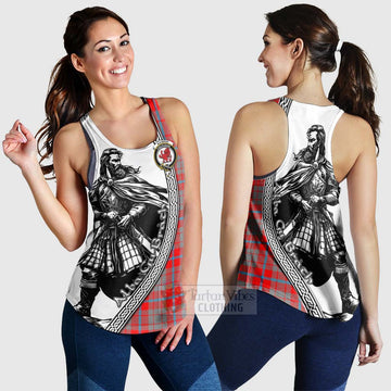 Moubray Tartan Clan Crest Women's Racerback Tanks with Highlander Warrior Celtic Style 4XL - Tartan Vibes Clothing