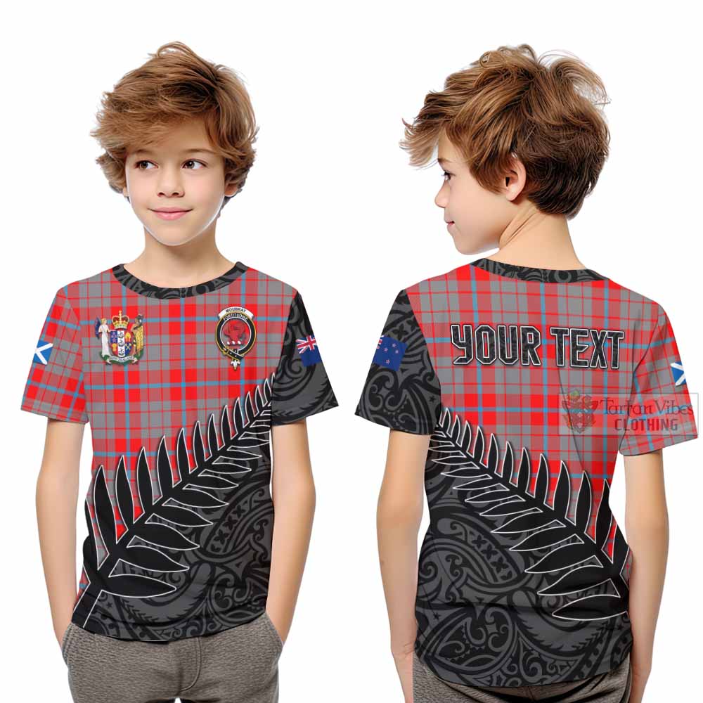 Tartan Vibes Clothing Moubray Crest Tartan Kid T-Shirt with New Zealand Silver Fern Half Style