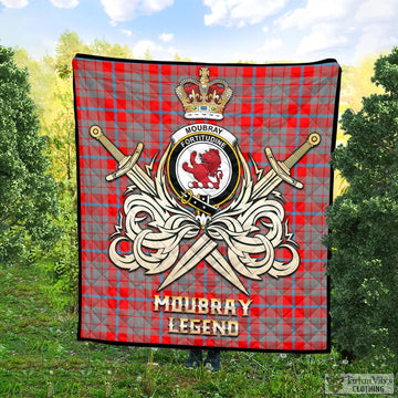 Moubray Tartan Quilt with Clan Crest and the Golden Sword of Courageous Legacy Super King Quilt 91" x 110" - Tartan Vibes Clothing