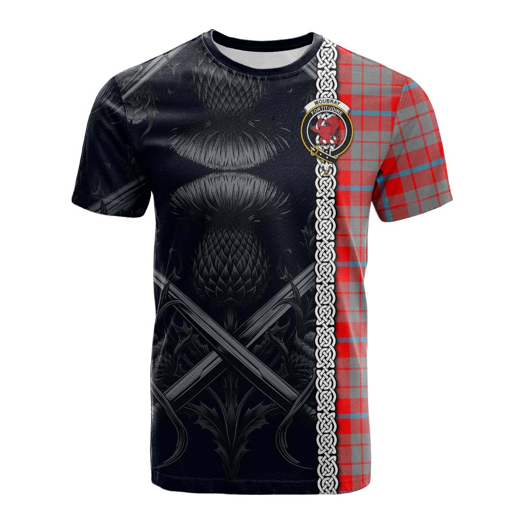 Tartan Vibes Clothing Moubray Tartan Cotton T-shirt with Family Crest Cross Sword Thistle Celtic Vibes
