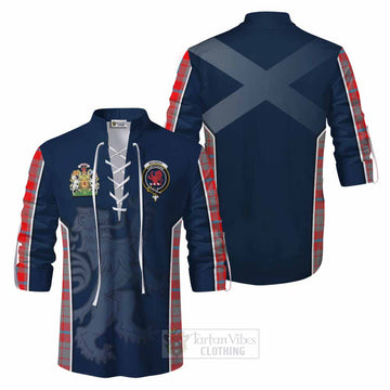 Moubray Tartan Ghillie Kilt Shirt with Family Crest and Lion Rampant Vibes Sport Style Men - Tartan Vibes Clothing