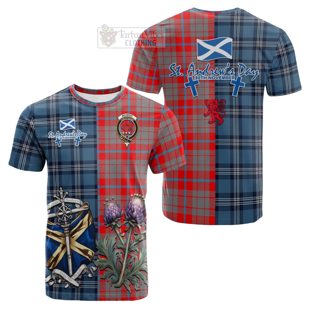 Tartan Vibes Clothing Moubray Tartan Cotton T-shirt Happy St. Andrew's Day Half Tartan Style