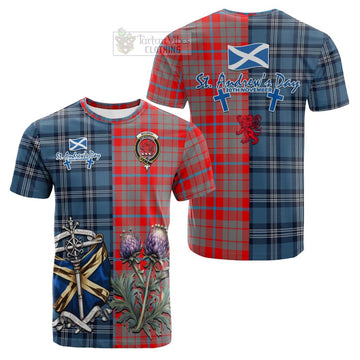Moubray Tartan Cotton T-shirt Happy St. Andrew's Day Half Tartan Style