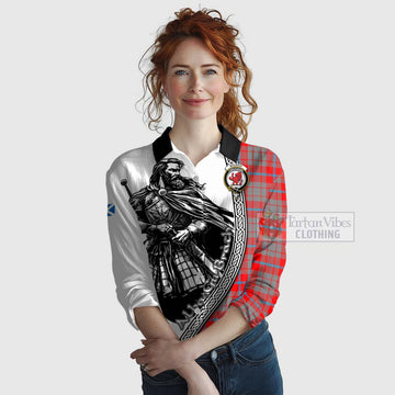 Moubray Tartan Clan Crest Women's Casual Shirt with Highlander Warrior Celtic Style Female - Tartan Vibes Clothing