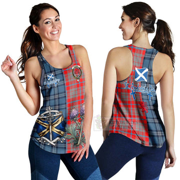 Moubray Tartan Women's Racerback Tanks Happy St. Andrew's Day Half Tartan Style 4XL - Tartan Vibes Clothing