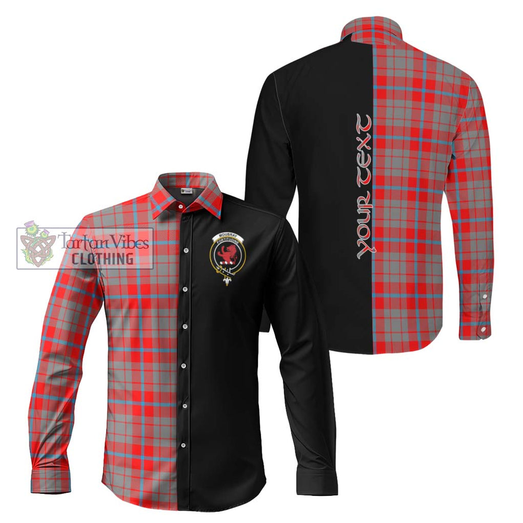 Moubray Tartan Long Sleeve Button Shirt with Family Crest and Half Of Me Style Men's Shirt S - Tartanvibesclothing Shop