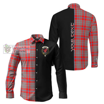 Moubray Tartan Long Sleeve Button Shirt with Family Crest and Half Of Me Style Men's Shirt S - Tartanvibesclothing Shop