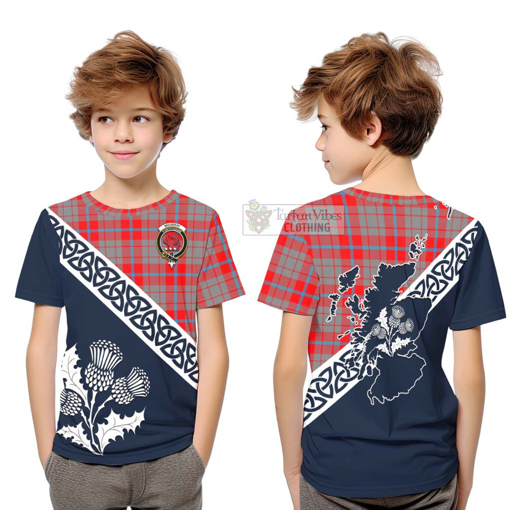 Moubray Tartan Kid T-Shirt Featuring Thistle and Scotland Map Youth XL Size14 - Tartan Vibes Clothing