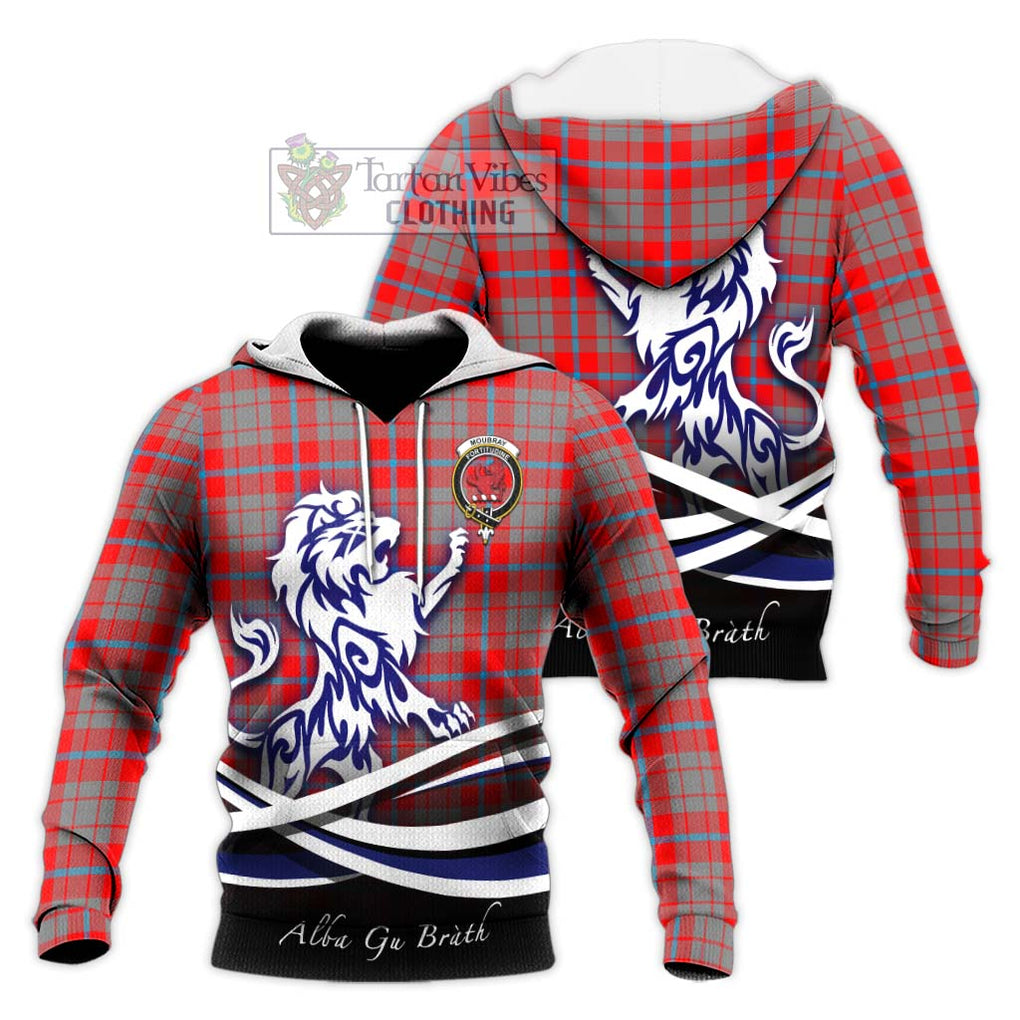 Moubray Tartan Knitted Hoodie with Alba Gu Brath Regal Lion Emblem Unisex Knitted Pullover Hoodie - Tartanvibesclothing Shop
