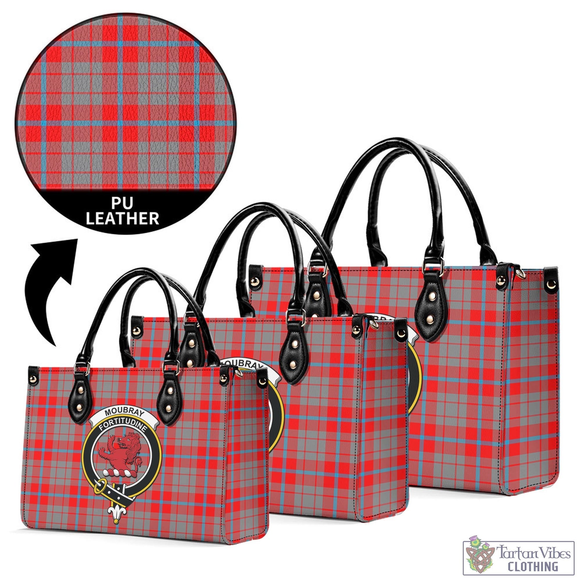 Moubray Tartan Luxury Leather Handbags with Family Crest L - Tartan Vibes Clothing