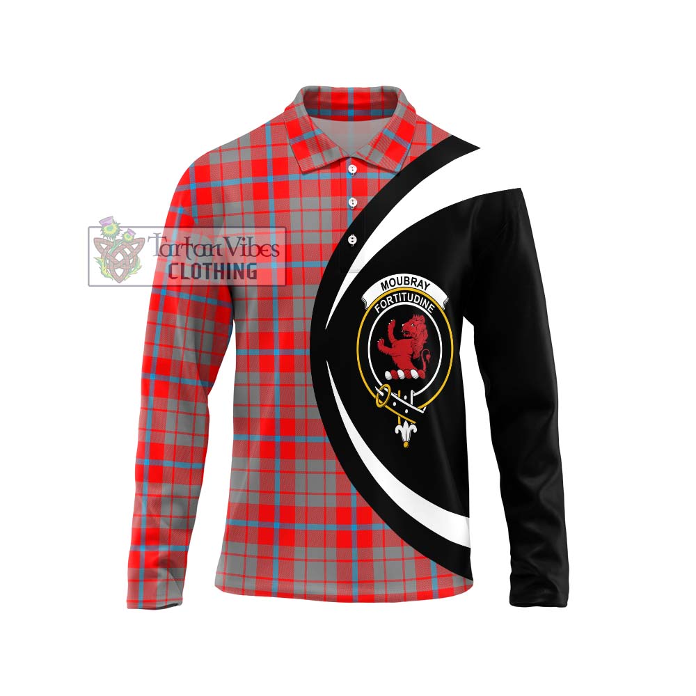 Moubray Tartan Long Sleeve Polo Shirt with Family Crest Circle Style Unisex - Tartan Vibes Clothing