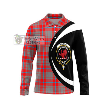 Moubray Tartan Long Sleeve Polo Shirt with Family Crest Circle Style Unisex - Tartan Vibes Clothing