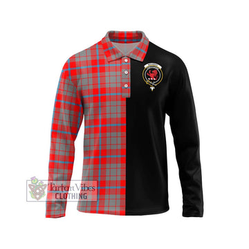Moubray Tartan Long Sleeve Polo Shirt with Family Crest and Half Of Me Style Unisex - Tartan Vibes Clothing
