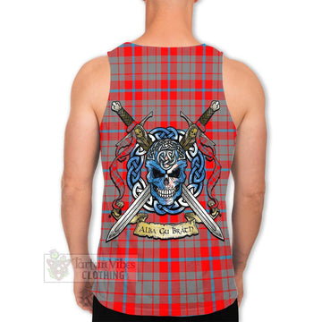 Moubray Tartan Men's Tank Top with Family Crest Celtic Skull Style Men - Tartan Vibes Clothing
