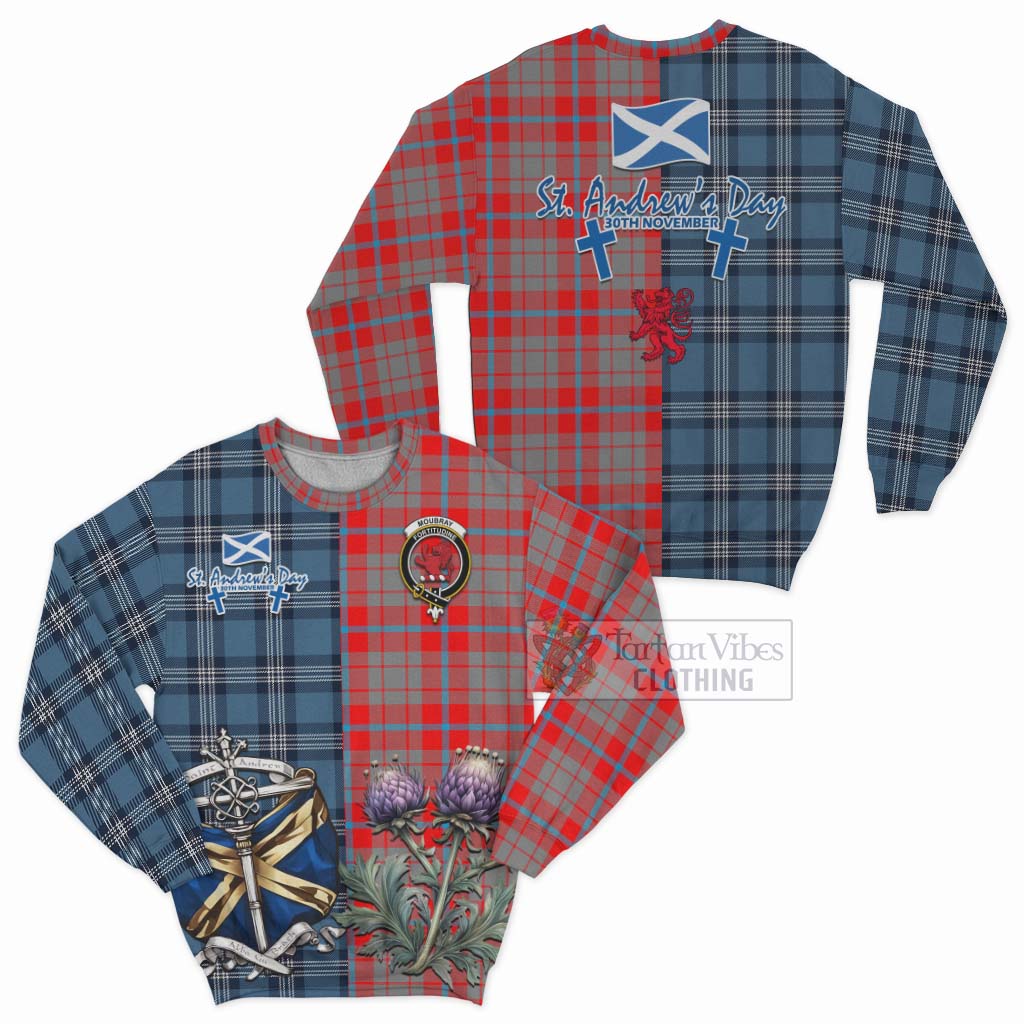 Moubray Tartan Sweatshirt Happy St. Andrew's Day Half Tartan Style Unisex - Tartan Vibes Clothing