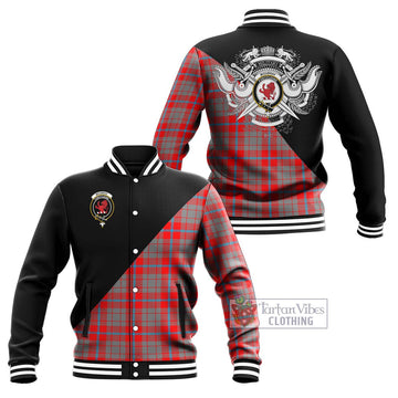 Moubray Tartan Baseball Jacket with Family Crest and Military Logo Style Unisex - Tartan Vibes Clothing