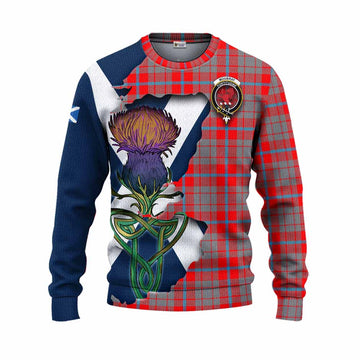 Tartan Vibes Clothing Moubray Tartan Family Crest Knitted Sweater Scottish Thistle Celtic Inspired